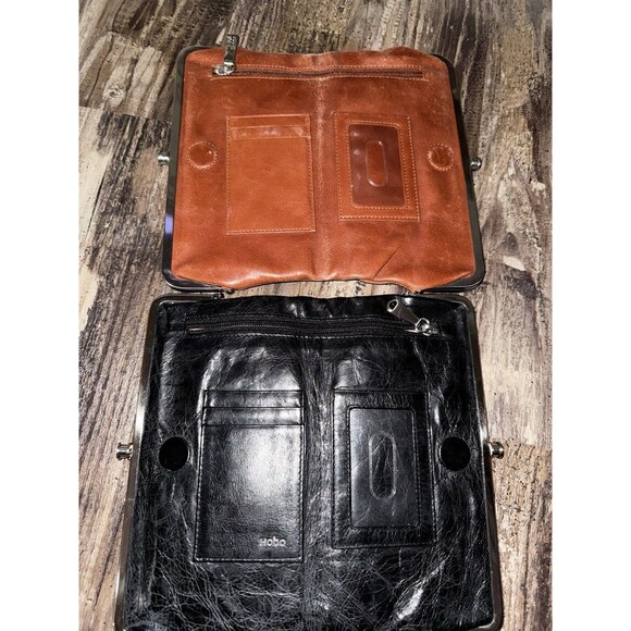 Rare Hobo Grey Leather Purse, Black + Brown Leather Cluthes, Millie Hobo Lot - Picture 4 of 9